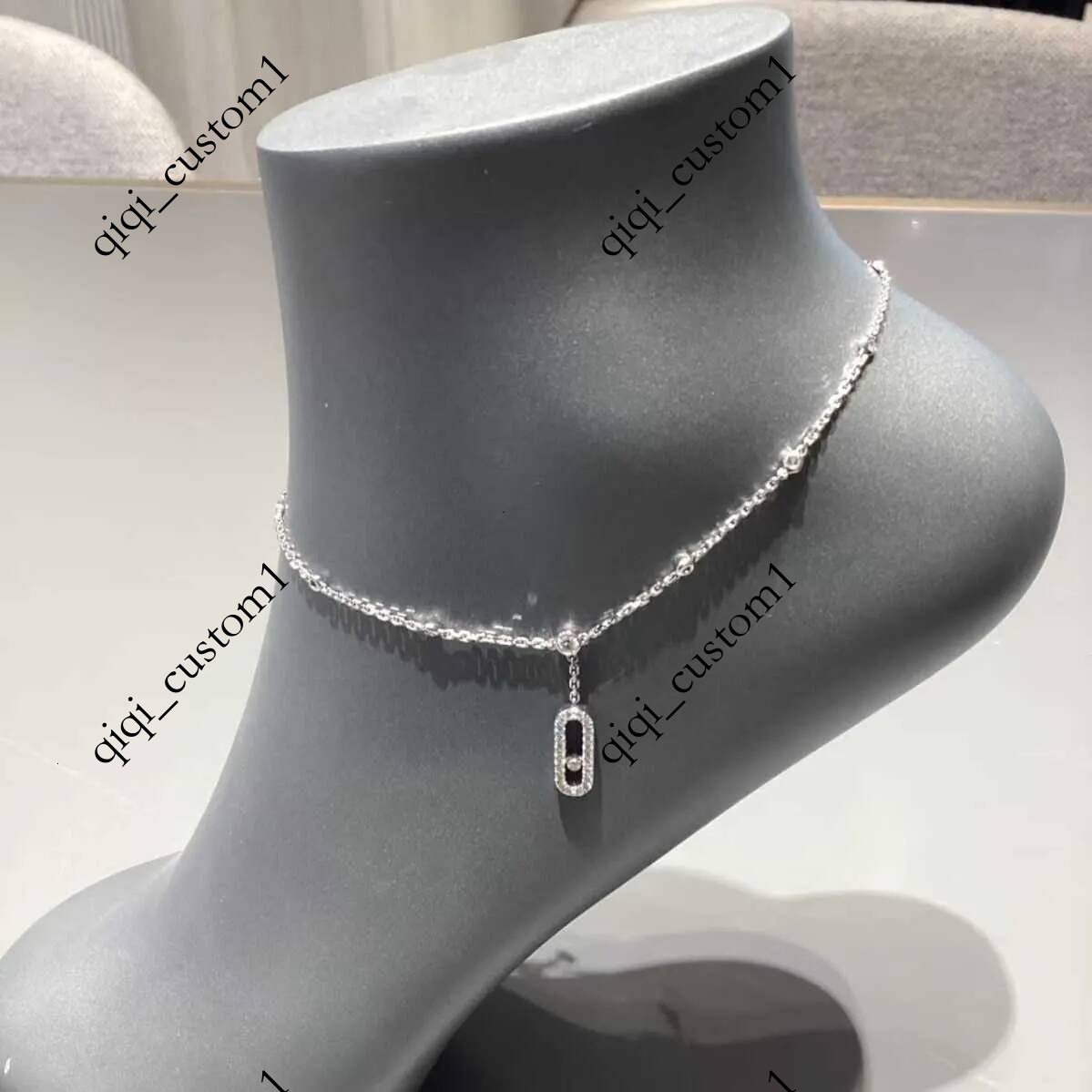 Luxury Mess designer brand fluidity freedom modernity Meijia Smart Tassel Single Diamond Sliding Anklet for Women Summer Inlaid Full Foot Jewelry