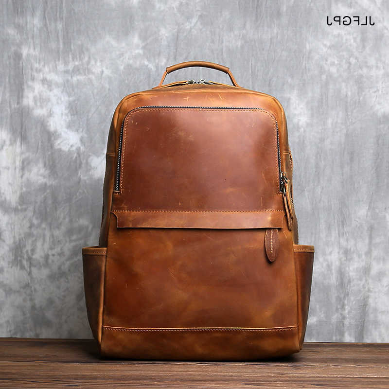 Style Men's Vertical Genuine Backpack Leather Backpack With Classic Top Layer Cowhide Large Capacity Computer Bag JLFGPJ H260922