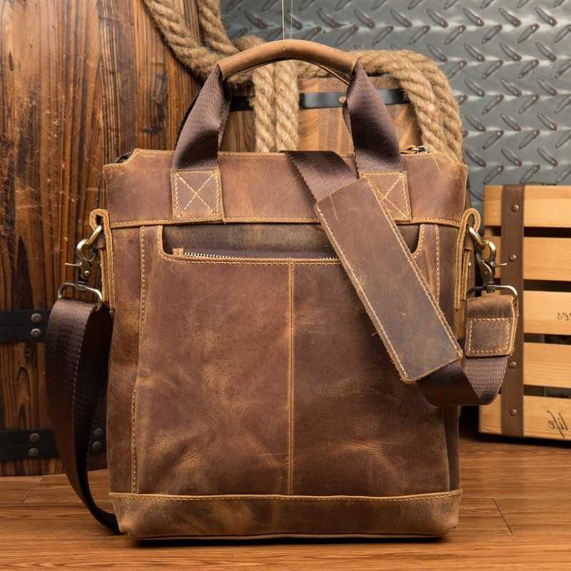 borsa Zaino Style Leather borsa da uomo in pelle di cavallo pazzo borsa a tracolla in pelle borsa a tracolla fatta a mano borsa per computer H260922
