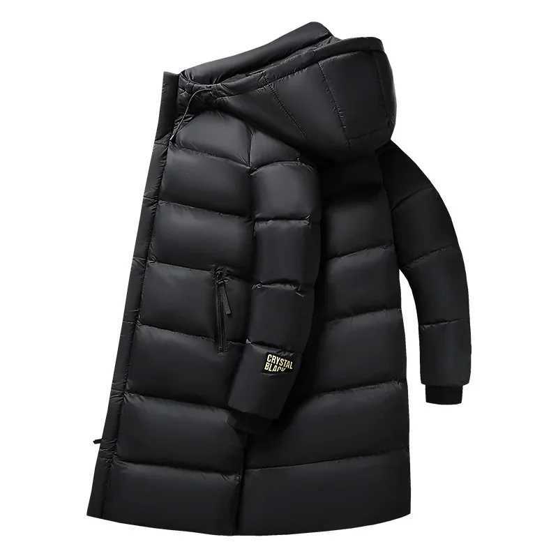 Down Parkas Warm Thick Men's Long Down Jacket Coat Mens Hooded Waterproof Black Gold Puffer Jacket Men Casual Windproof Parkas Male Winter New