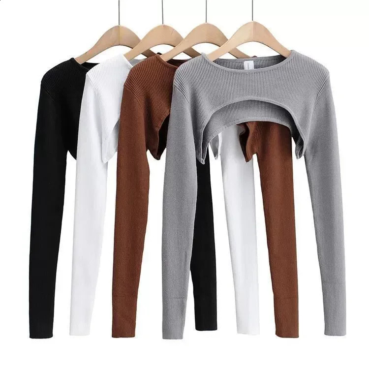 Y2k Aesthetic Clothes Oneck Black White Sexy Harajuku Knitted Tshirt Tshirts Women Long Sleeve Crop Top Spring Autumn 260921
