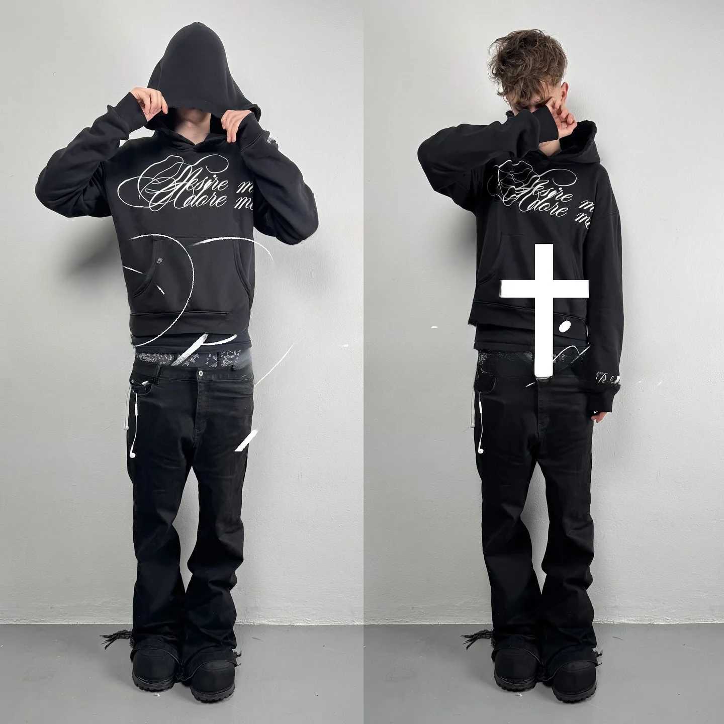 Style Punk Men's Tracksuits Long Sleeve Hoodie Sweatshirt Street Fashion Y2K Dark Retro Print Outerwear Unisex Oversized Comfortable Fit J26092