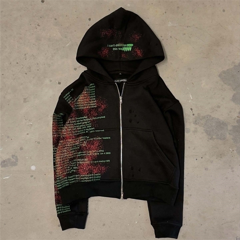 Y2K Retro Grunge Hip Hop Zip Up Hoodie Gothic Pattern Oversized Loose Sweatshirts Harajuku Women Streetwear Fashion Men Clothing a260921