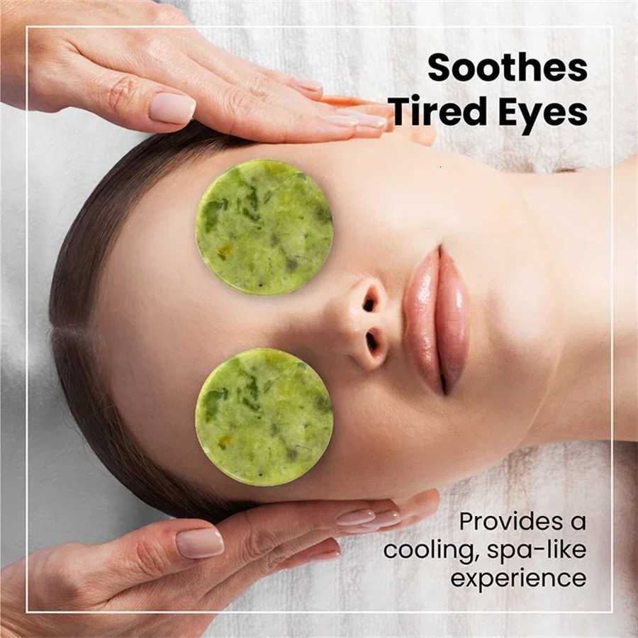 Massager 2pcs Natural Jade Face Eye Patches Face Beauty Skincare Massager Cooling Hot Therapy Eye Massage Stone Anti Wrinkle Puffiness Tool N260921