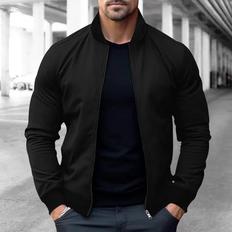 Spring and Autumn Baseball Collar Short Loose Solid Color Jacket Men's Business Casual Thin Coat Trend 260921