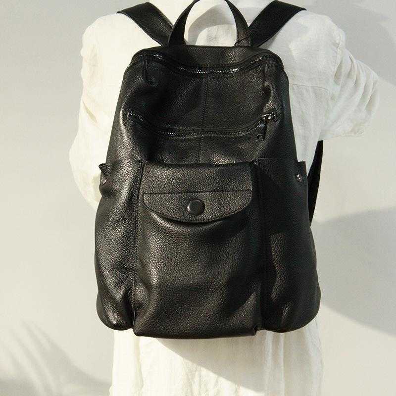 And Backpack Style New European American Top Layer Cowhide Backpack Women's Fashion Versatile Trend High Capacity Leather Travel Backpack H2609