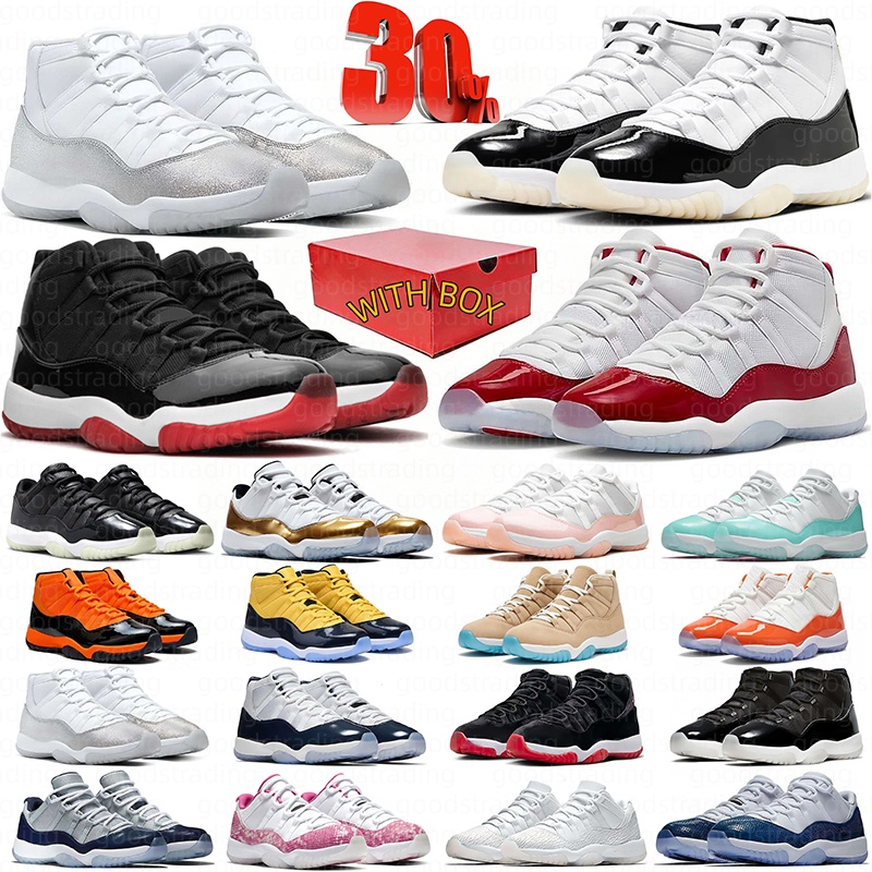 With box Free shipping basketball shoes 11s gamma blue 11 mens trainers Cherry Cool Grey Bred High Low Bred designer sneakers men with box hot space