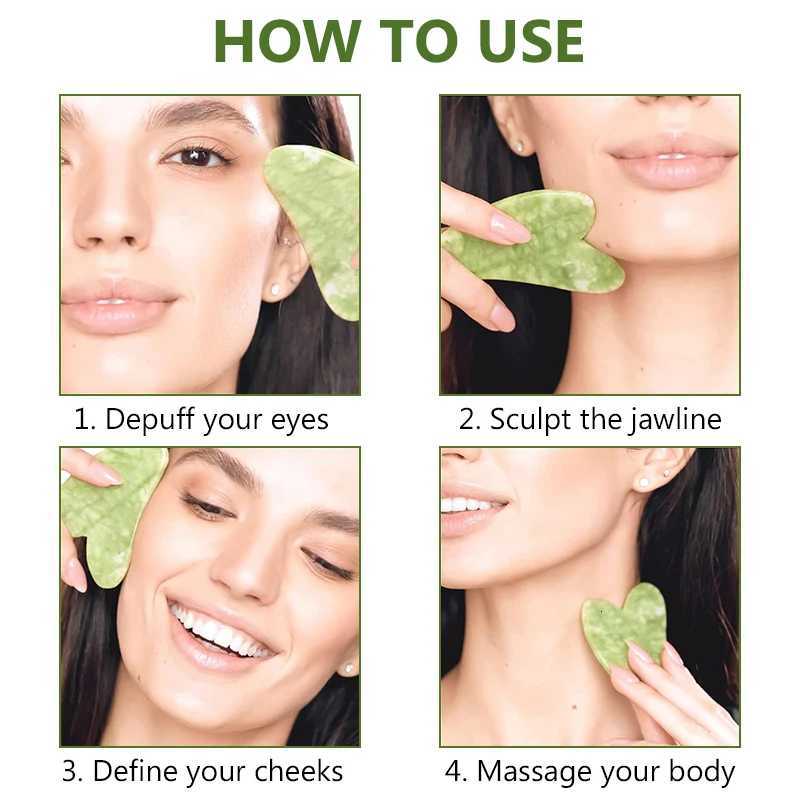 Jade Natural Face Roller Massager Face Gua Sha Natural Stone Body Neck Massager Anti-wrinkle Gua Sha Visage Lifting Acupoint Eye Care Spa Tool N2609