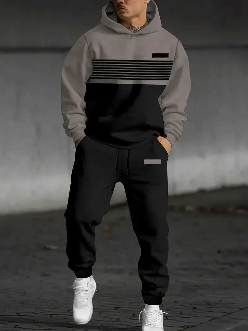 Sporty Autumn Men's Tracksuits 3D Printed Hoodie Suit Men Sweatshirts Sweatpants Casual Fashion Two Piece Tracksuit Set Men's Clothing J26
