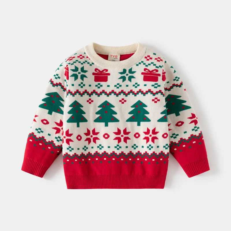 Christmas Sweaters Autumn Winter Pullover Boys Girls Snowflake Christmas Tree Print Thick Warm Xmas Knit Pullover For 3-8 Years Kids C260921