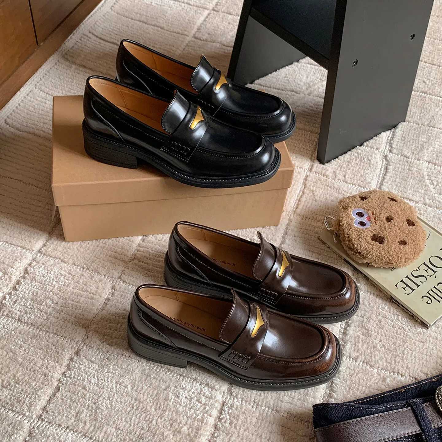 Fi Dress Shoes Wen's KHOU Shoes New High Quality Genuine Leather Shoes Round Low Heel Shoes Loafers Shoes Casual Wen's Shoes J260922