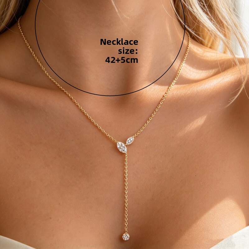 New and American cross-border Y-shaped with fashionable cubic zirconia pendant, simple chain pendant necklace in a European style suitable for every