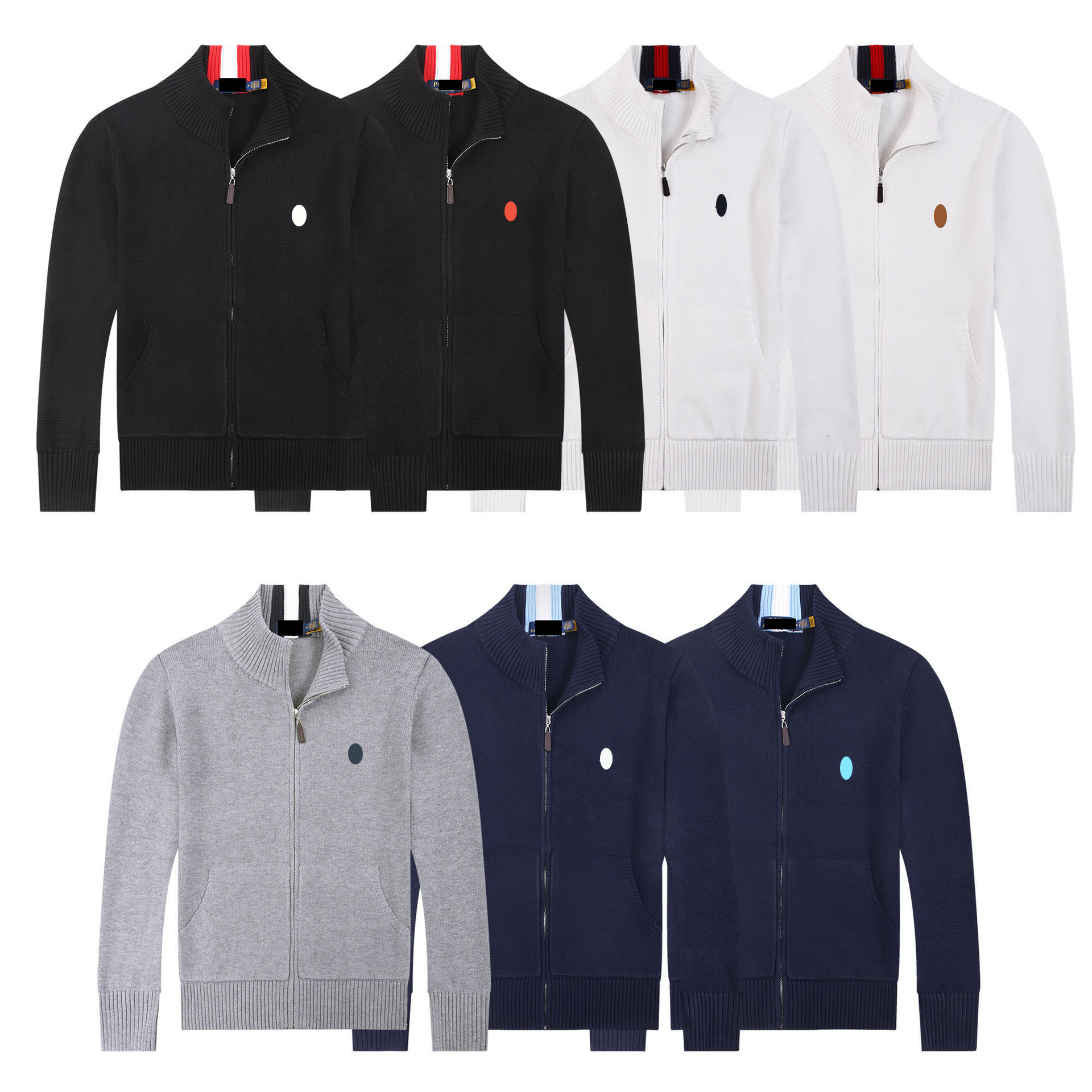 Men's Pullover Luxury Brand Zipper Semi High Neck Sweater High-End Fashion Ponytail Golf Embroidery Winter Warm Knit Pullover