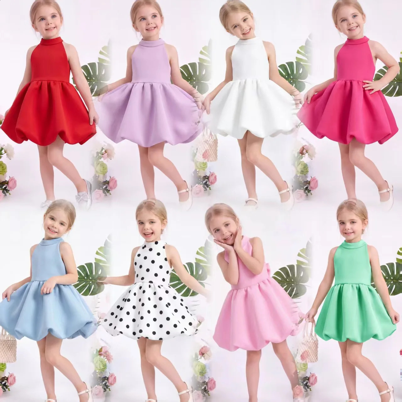 Elegant Girls Fluffy Dress Birthday Party Ball Gowns Princess Evening Dresses Baptism for Kids Wedding Bows Clothes 260901
