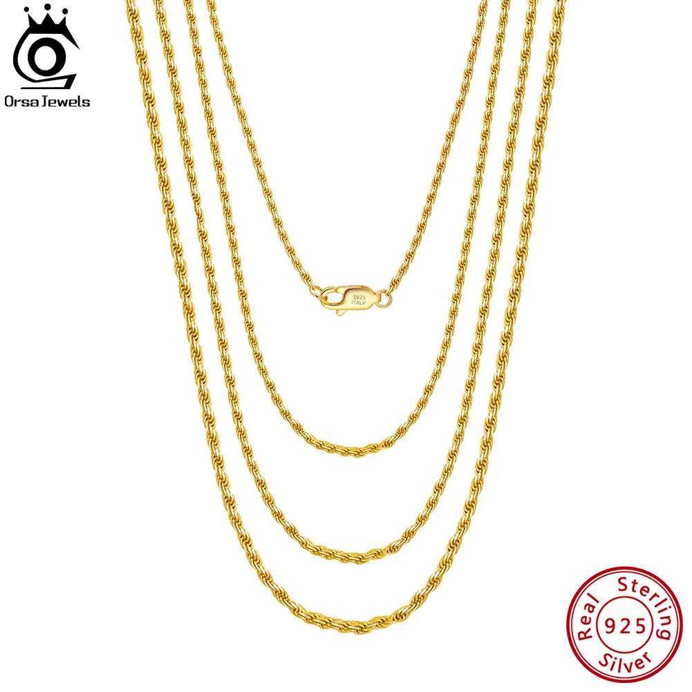 Pendant Necklaces ORSA JEWELS 925 Silver 40-60cm 14K 18K Gold Plated Rope Chain Necklace for Women Man Vintage Style 16-24Inch SC29 X260921