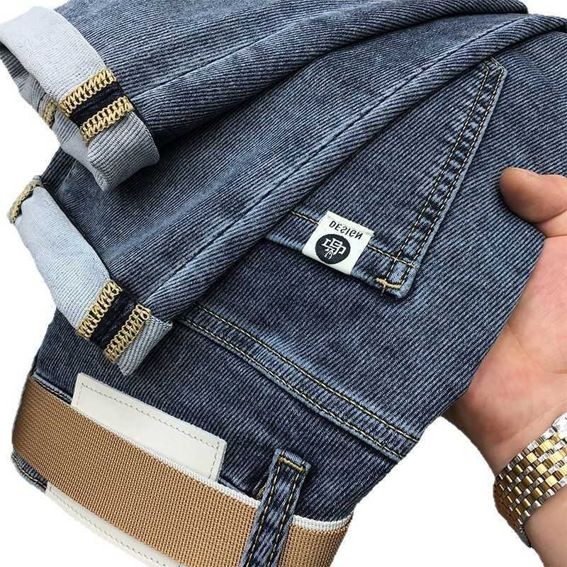 Jeans Men's Men's Solid Color Jeans Slim Fit Small Feet High-quality Daily Casual Blue Youth Suitable All Seasons T260922