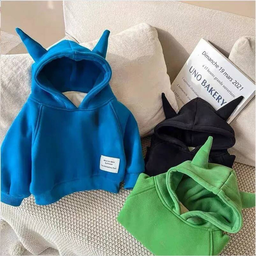 Boys Hoodie Winter Kids Thick hooded Sweatshirt Clothes Autumn Boys Girls Lambs Wool Padded Warm Hoodies Big Children Solid Color Pullover Tops Swea