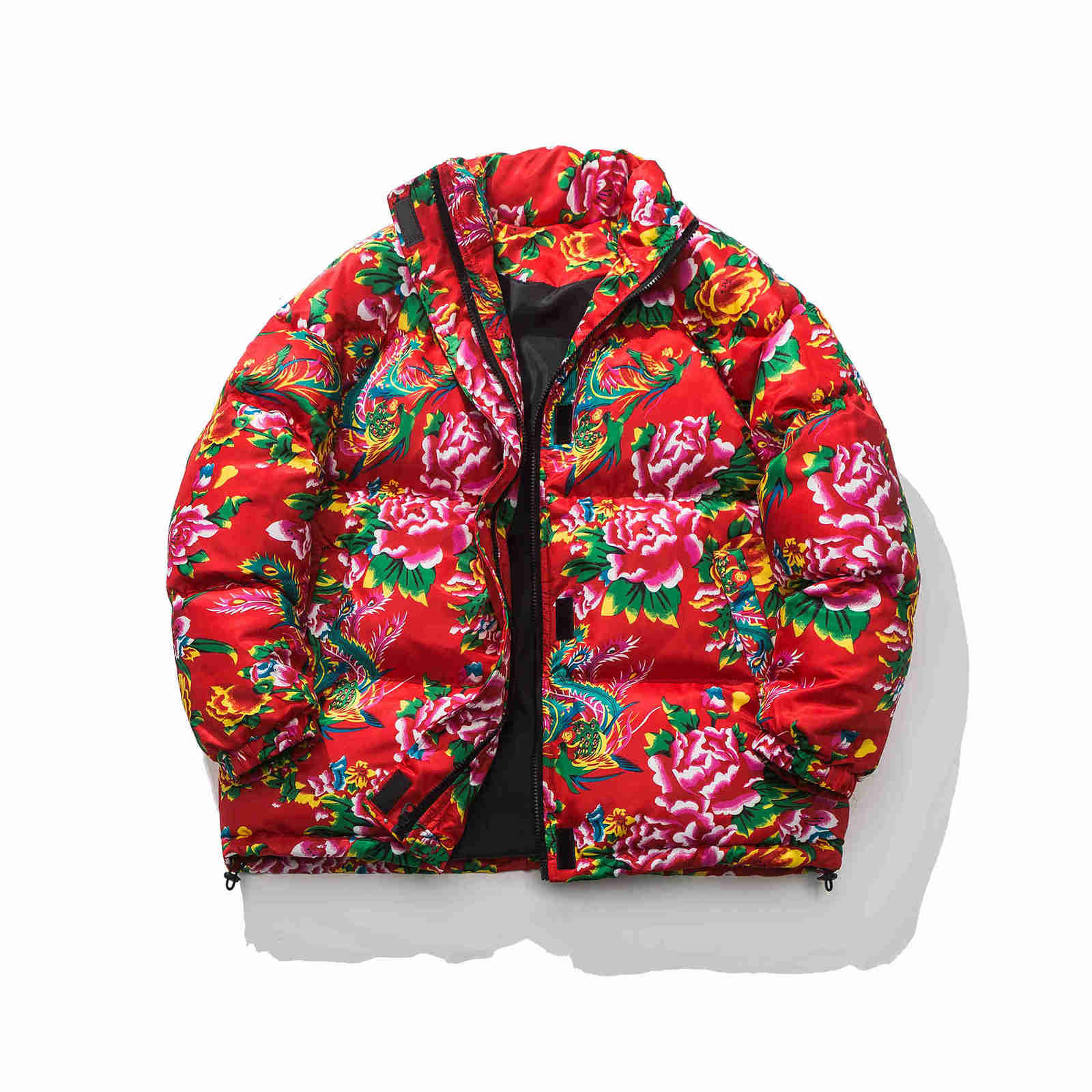 Down Parkas Y2k Parkas Men's for Men Winter New Puffer Jacket Chic Flower Print Zipper Vintage Parkas Mens Chinese Traditional Patter Short Par
