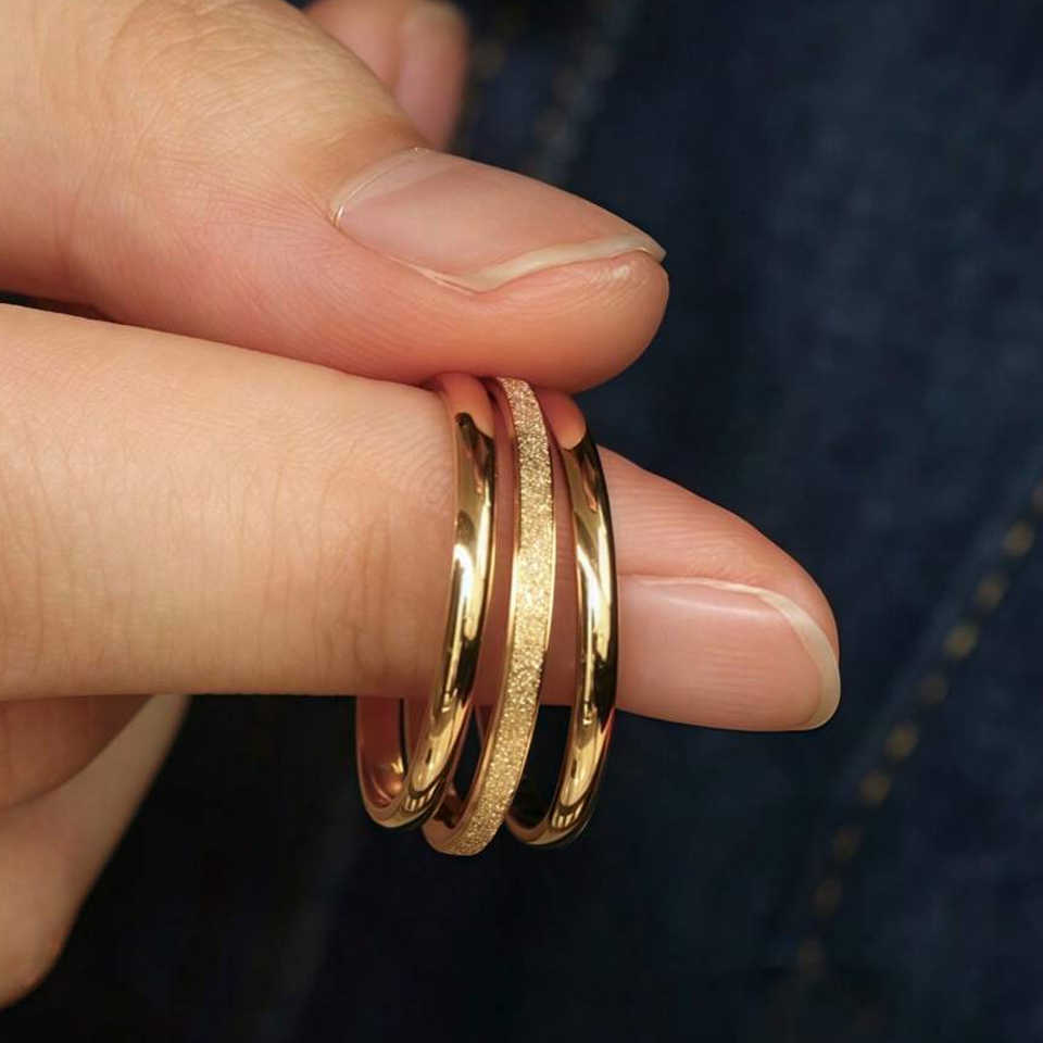 Yupsk Band Rings 3Pcs/set Vintage 18K Gold Plated Stainless Steel Stacking Rings for Women Minimalist Fashion Waterproof Jewelry GiftT260922