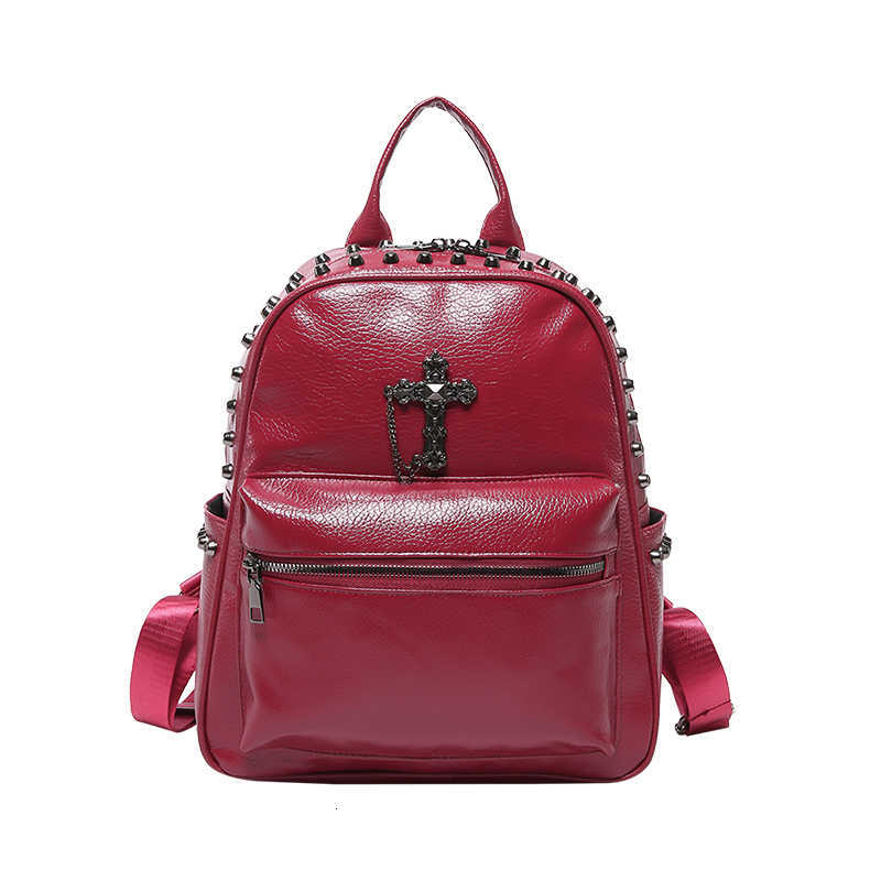 Style Gothic Black Backpack Backpack Designer Women's Travel Shoulder Handbag Punk Style College Student Leather Small Casual Rucksack H260922