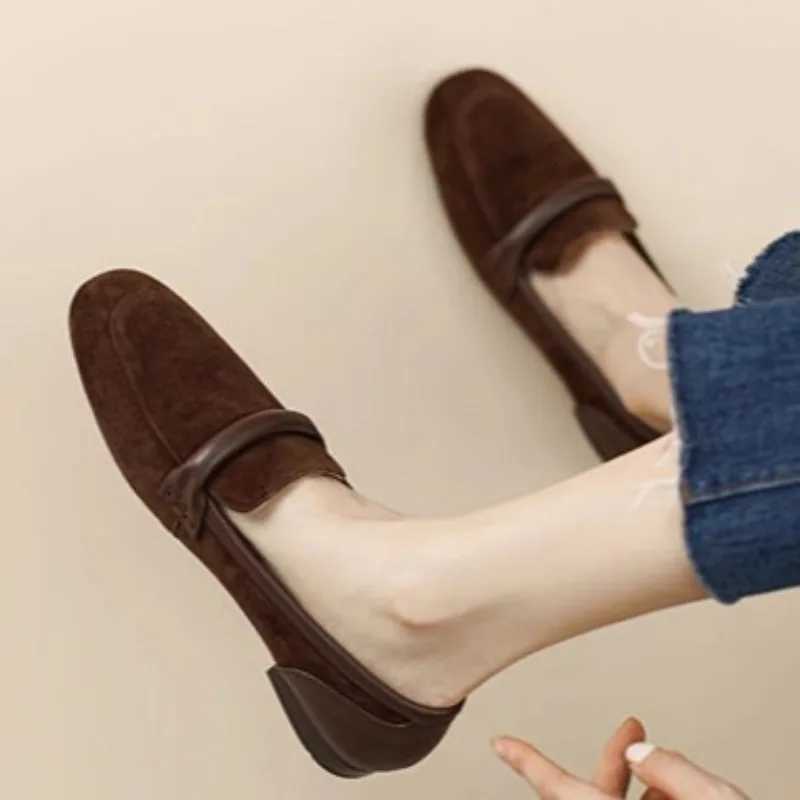 Wen Dress Shoes Super Soft Loafers Spring New French Mary Jane Shoe Soft Leather Wen Flat Shoe Versatile Wen Shoe J260922