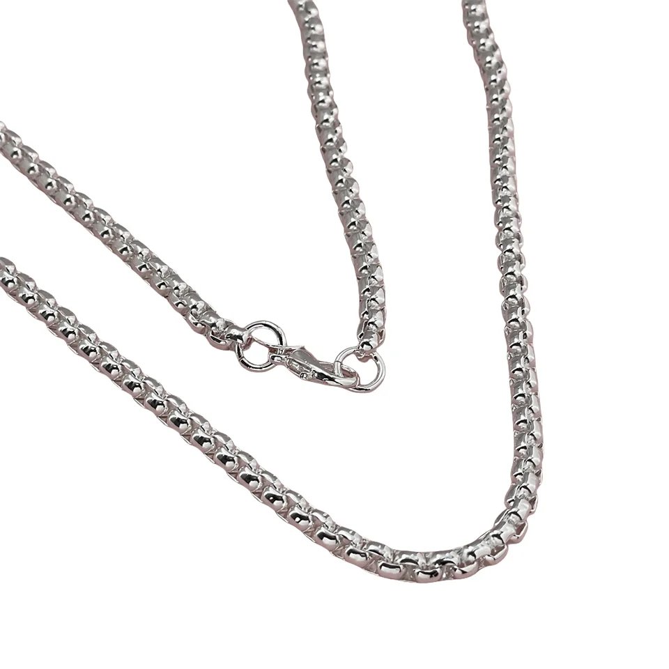 925 Sterling Silver Box Necklace 4MM Round Classic Unisex 8 20 22 24 Inch