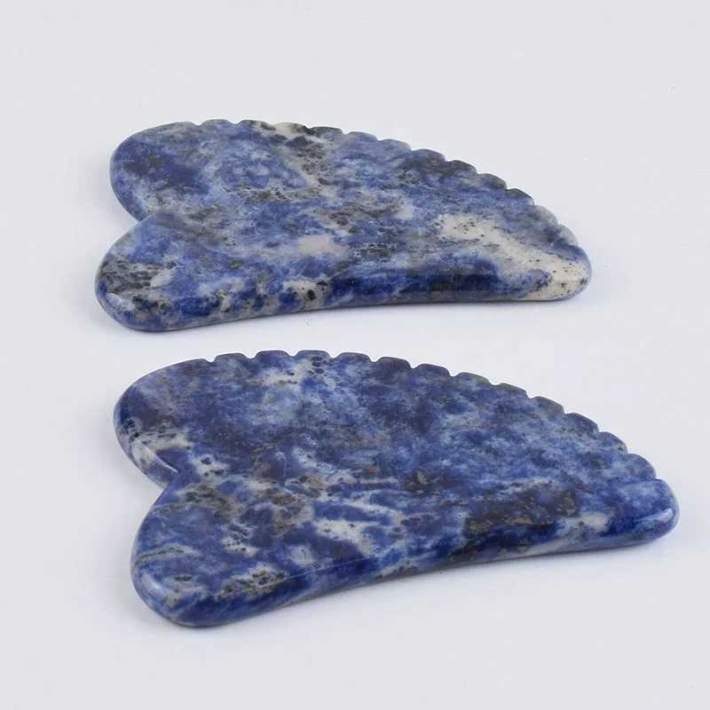 Face Blue Stripes Face Massager Massager Gua Sha Scraper Natural Jade Stone Skin Care Massager for Body Facial Neck Back Beauty Health Eye SPA N2609