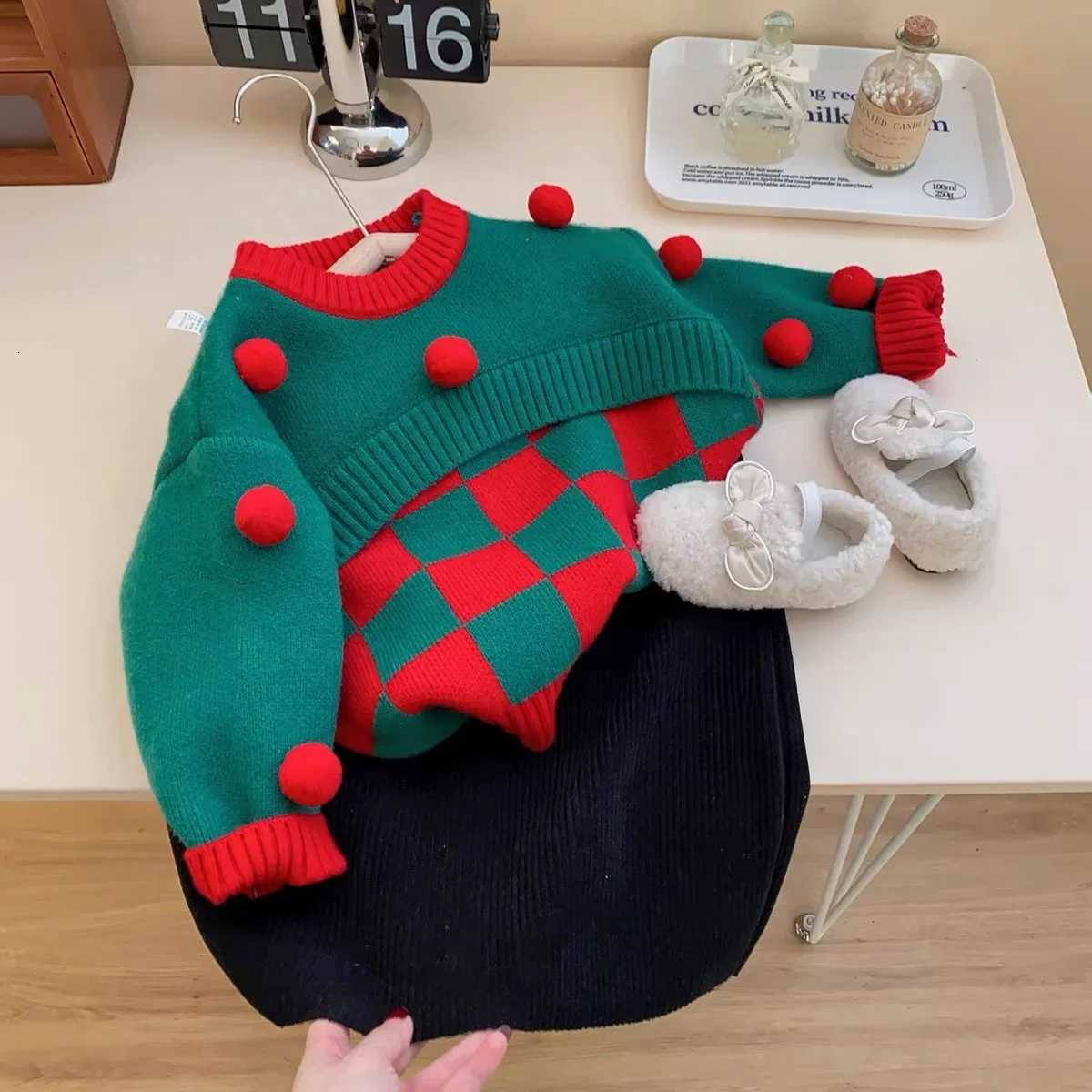 sweater Pullover Baby Christmas knitted winter children's base sweater Girls' sweaters for autumn and winter 2025 new stylish thickened C2