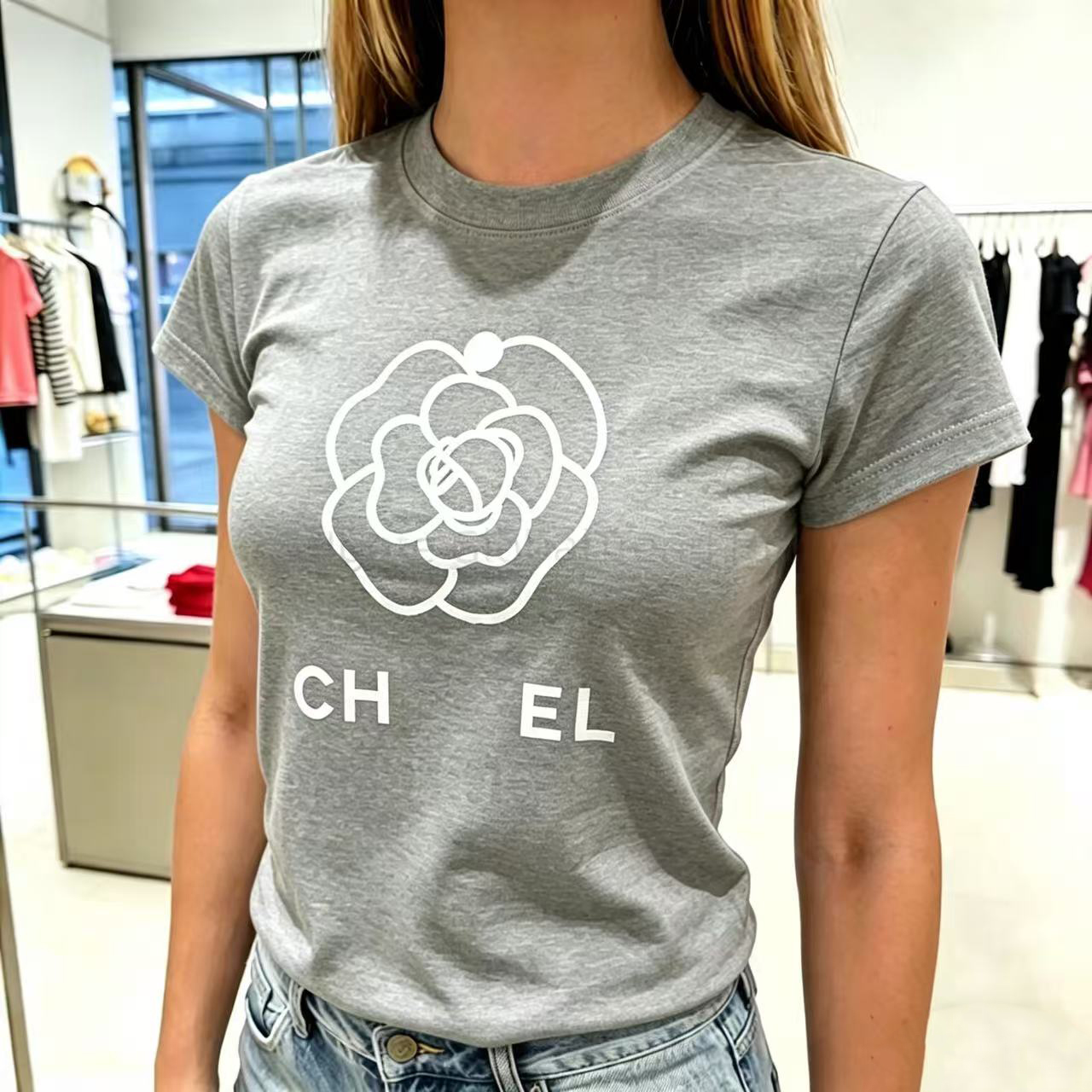 women designer clothes t shirt Women's 2026 Summer Letter printing Logo Slim Fit T-Shirt Casual Streetwear Daily Outing Soft Cotton Fashion Top