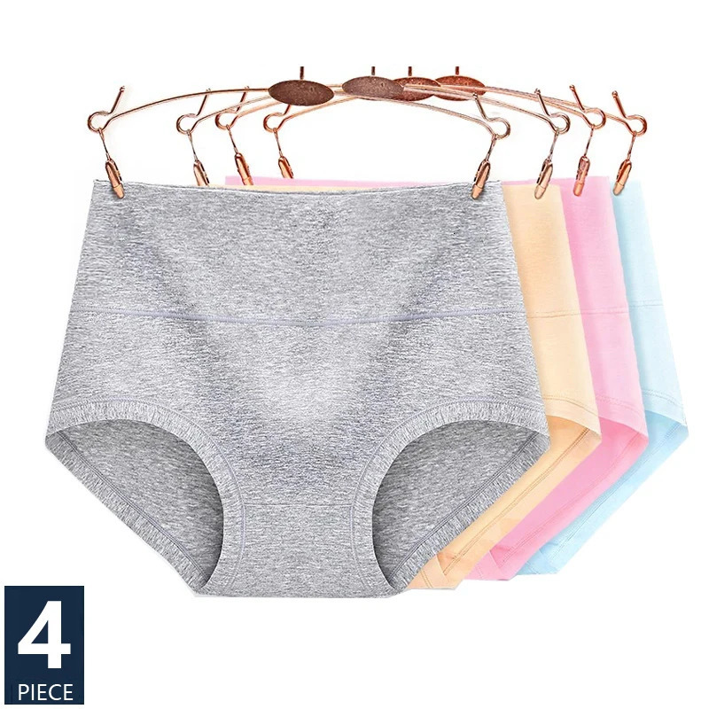 4Pcs/Set High Waist Cotton Panties Women Body Slimming Underwear Solid Ladies Briefs Breathable Comfort Sexy Female Lingerie 260922