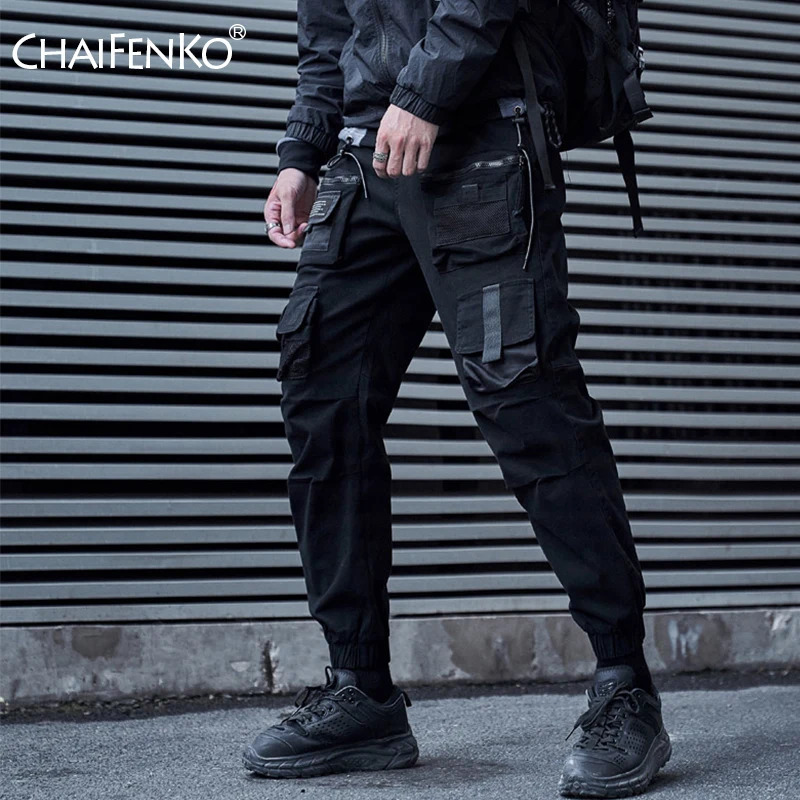 CHAIFENKO Black Cargo Pants Men Hip Hop Streetwear Joggers Sweatpant Fashion Harajuku Harem Pant MultiPocket Casual Mens 260922