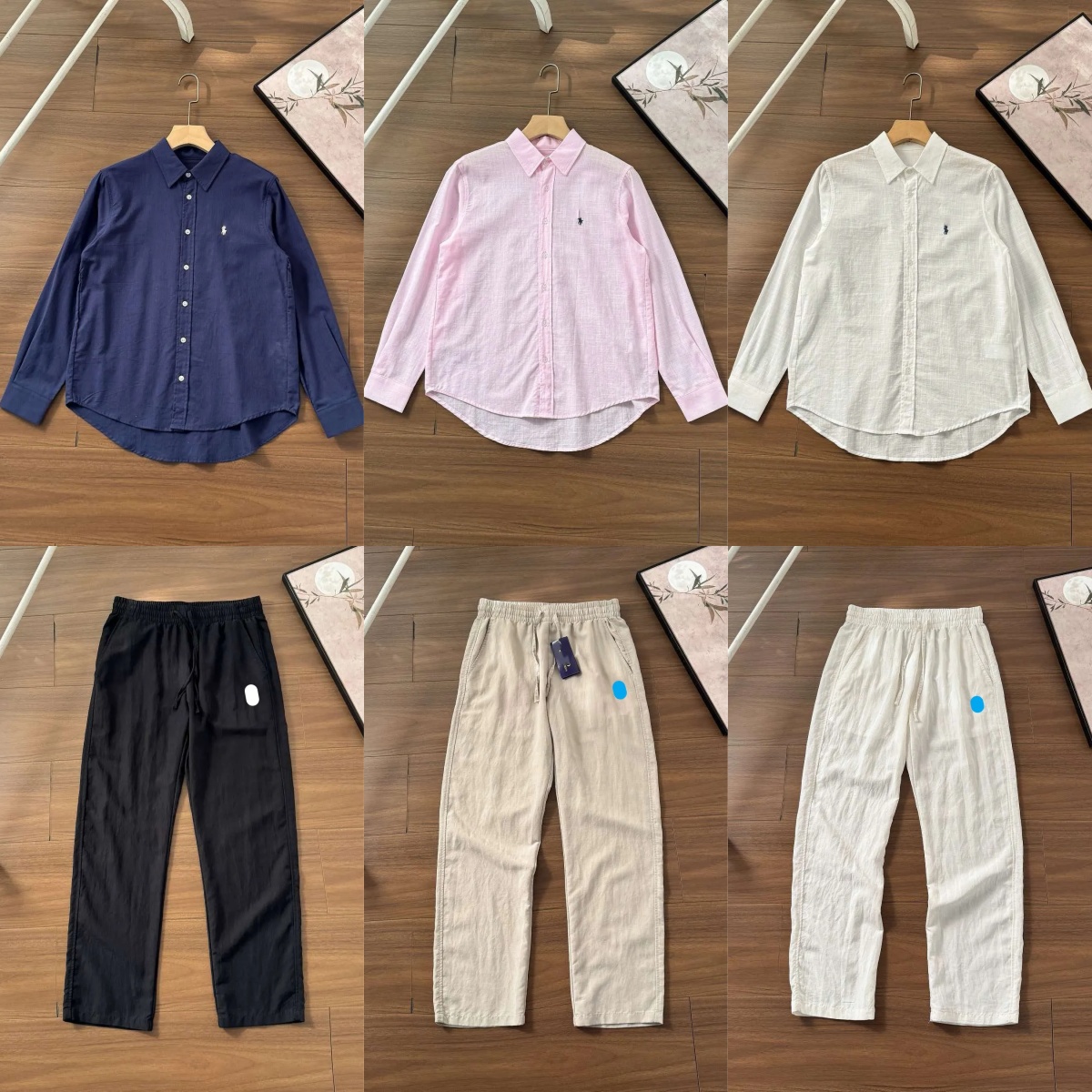 Womens 100% Linen Button Down Shirts Small Pony Embroidery Mens Lapel Collar Casual Long Sleeve Blouse Multi Color Breathable Summer Style Dress Shi