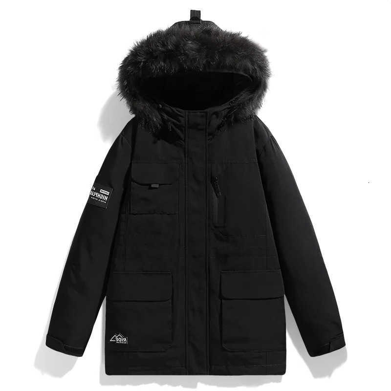 Outwear Men's Down Down Parkas Coats Hooded Jacket Parkas Male Multi Pockets Overcoat Men's Winter Thick Warm Windproof White Duck Down Ja