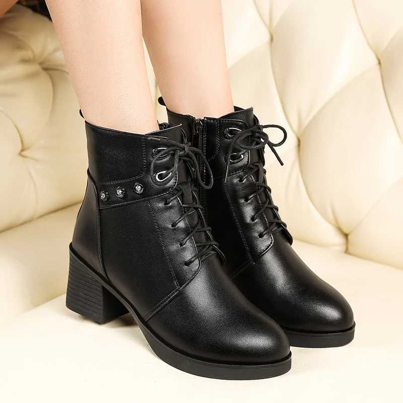 Designer DIMANYU Women Lace Boots Up Ankle Boots Chunky Block Heel Banquet Women Booties Genuine Leather Fashion Ladies Short Boots J260922