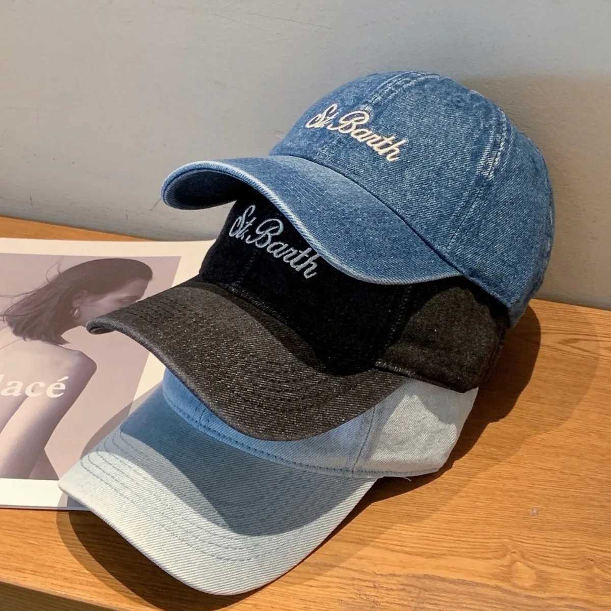 Letter Washed Cap Denim Embroidery Baseball Vintage Dad Hat Women Men Soft Top Curved Brim Adjustable Snapback Summer Casual Cap M260921