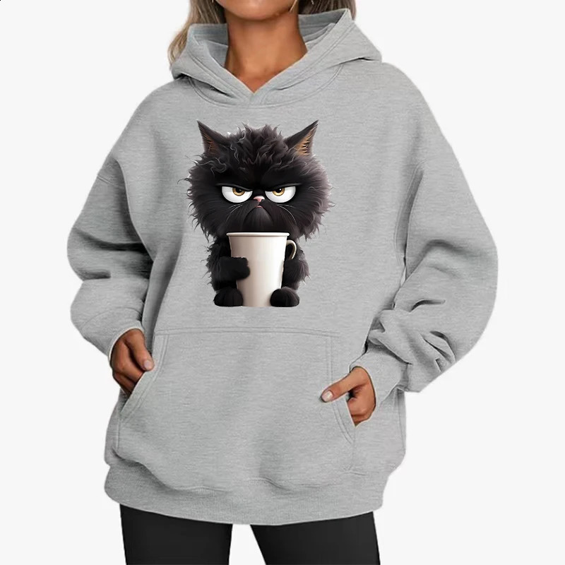 Funny Cat Fashion Women's Hoodies Spring Autumn Winter Casual Hoodies Sweatshirts Tops Solid Color Hoodie Sweatshirt Female 260921