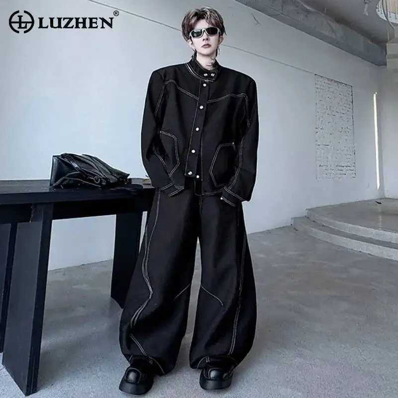 LUZHEN Men's Sets Tracksuits Line Two-piece 2026 High Quality New Outline Loose Wide Leg Casual Pants Men Fashion Handsome Jacket JY7338 J26092