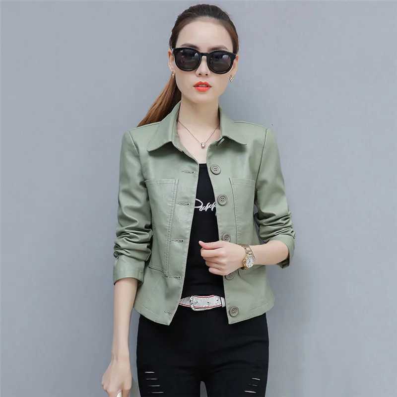 Leather 2025 New Jacket Ladies Black Short Slim PU Coat Korean Fashion Motorcycle Clothing 3XL 4XLSpring and Autumn C260921