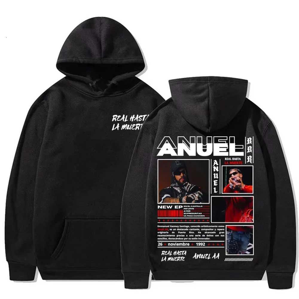 Men's Hoodies Sweatshirts Rapper Anuel AA Real Hasta La Muerte pattern printed hoodie Autumn/winter new men's fashionable hip-hop casual h