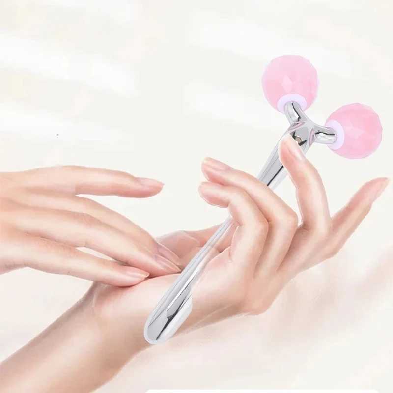 Massager 3D Rose Quartz Face Jade Roller Massage Natural Stone Roller Massager Facial Wrinkles Remove Skin Care Lifting Anti-Aging Tools N260921