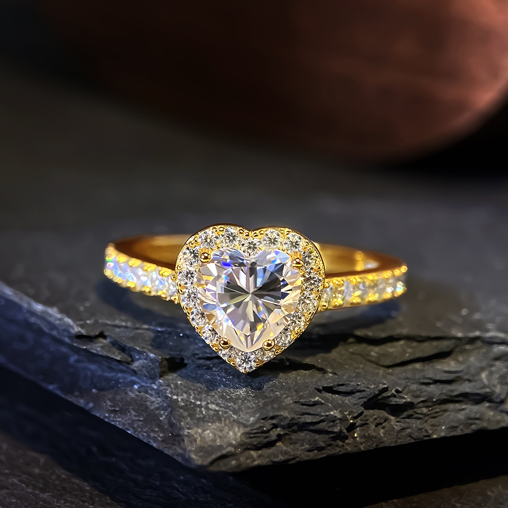 For Women's Engagement Heart Rings 925 Sterling Silver Cushion Cut VVS Moissanite Wedding Promise Rings Romantic Style