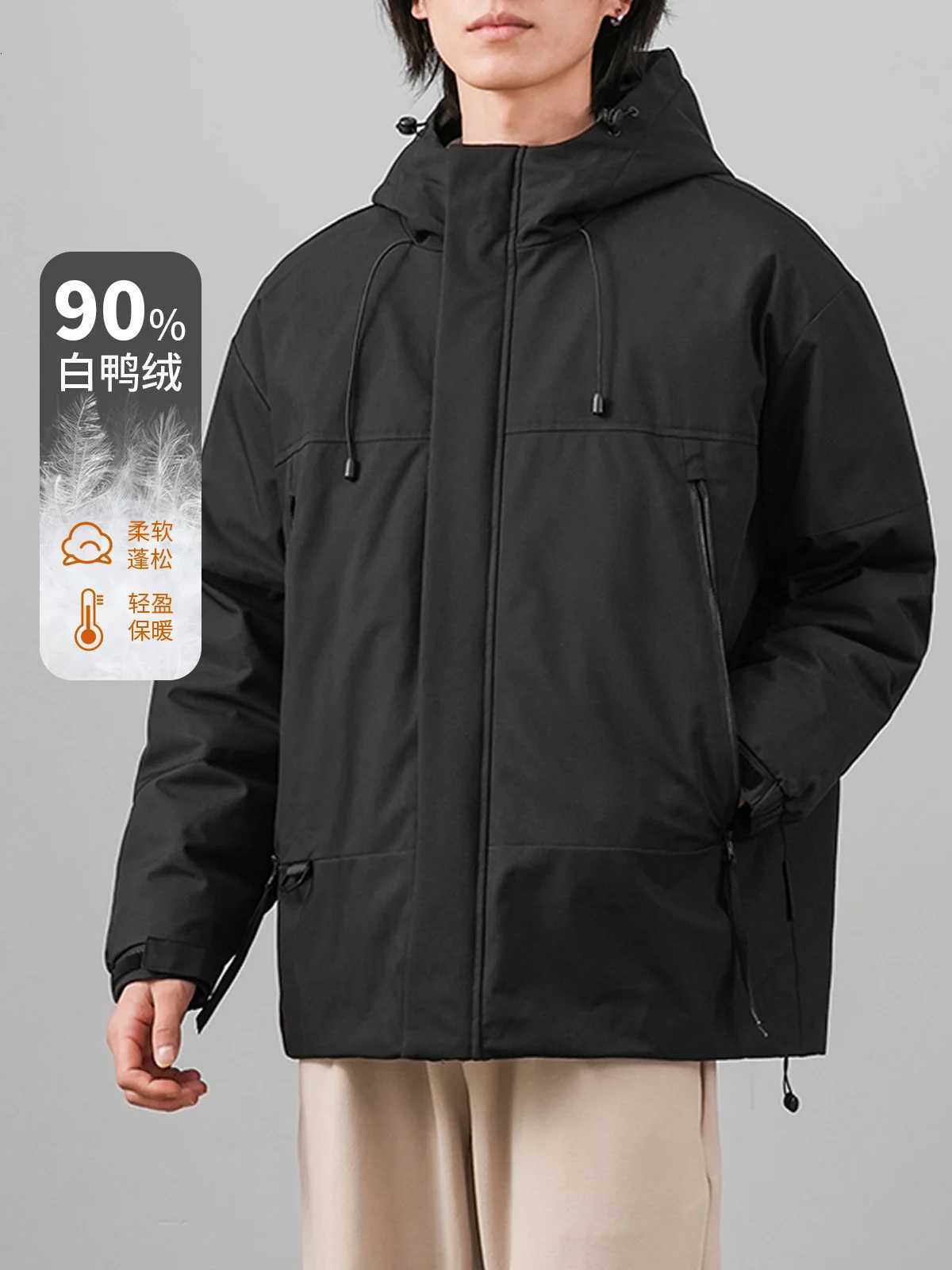 Down Parkas DUKEEN Men's Men's 90% White Duck Down Hooded Puffer Jacket 2025 Winter Outdoor Proofwater Thick Warm Workwear Jacket Men'