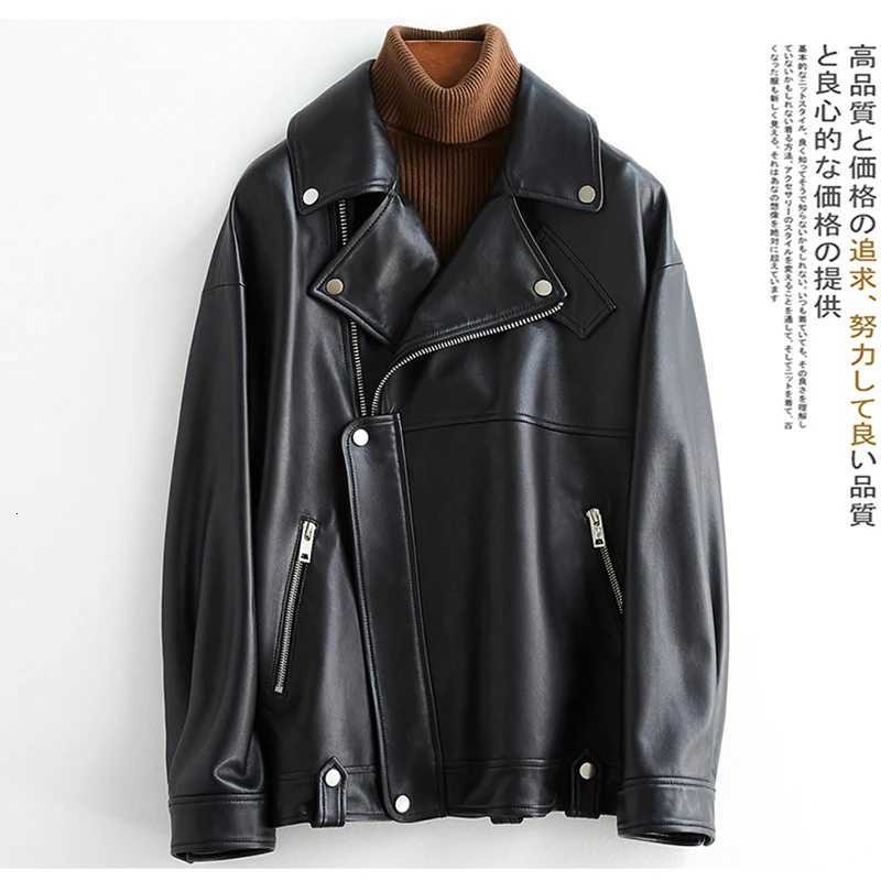 Women's Jackets Nerazzurri Autumn White Black Soft Pu Leather Jackets for Women Long Sleeve Zipper Loose Spring Faux Leather Biker Jacket Women