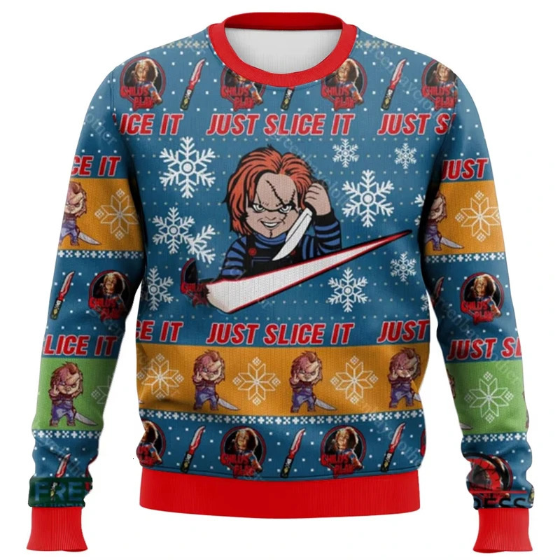 Fashion Chucky Graphic Ugly Christmas Sweater Trend Casual Men Women 3D Printed Xmas Sweatshirt Casual Streetwear Oversized Tops 260922