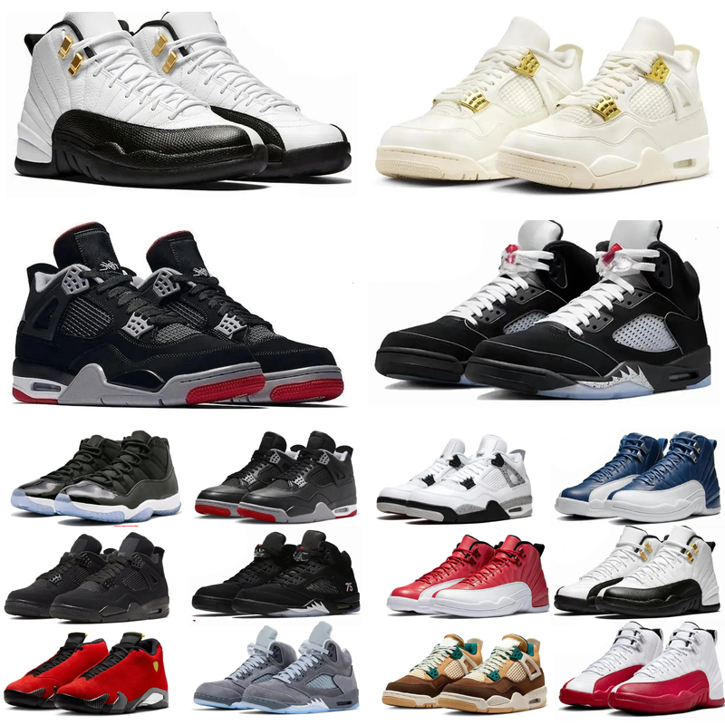 Luxury 4s Basketball Sneakers 5s 12s Mens Trainers Flight Nostalgia Orange Red Black Cat 2025 Bred Reimagined Designer Sports Shoes Casual