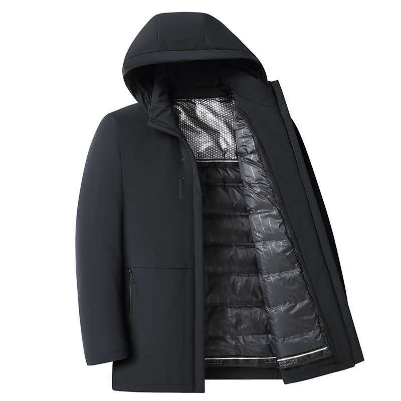L-8XL Men's Down Parkas Oversized Men's Duck Down Jacket Winter Business Casual Loose Puffer Coats Detachable Down Liner Hat Thick Warm To