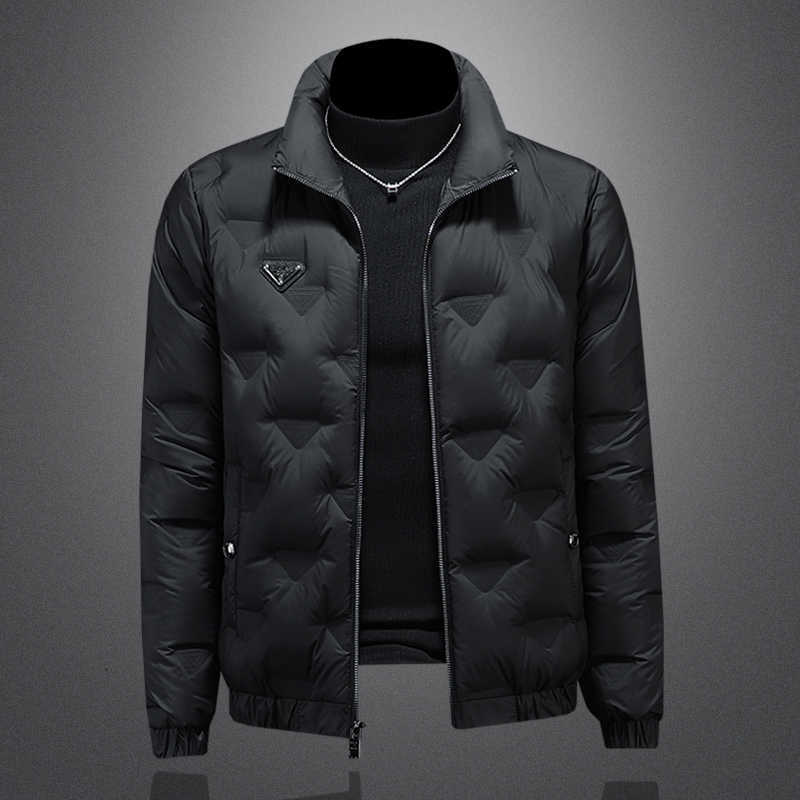 Minglu Men's Down Autumn Parkas Winter Stand Collar Down Men's Jackets Luxury Solid Color Zipper Casual White Duck Down Male Coats Plus Si