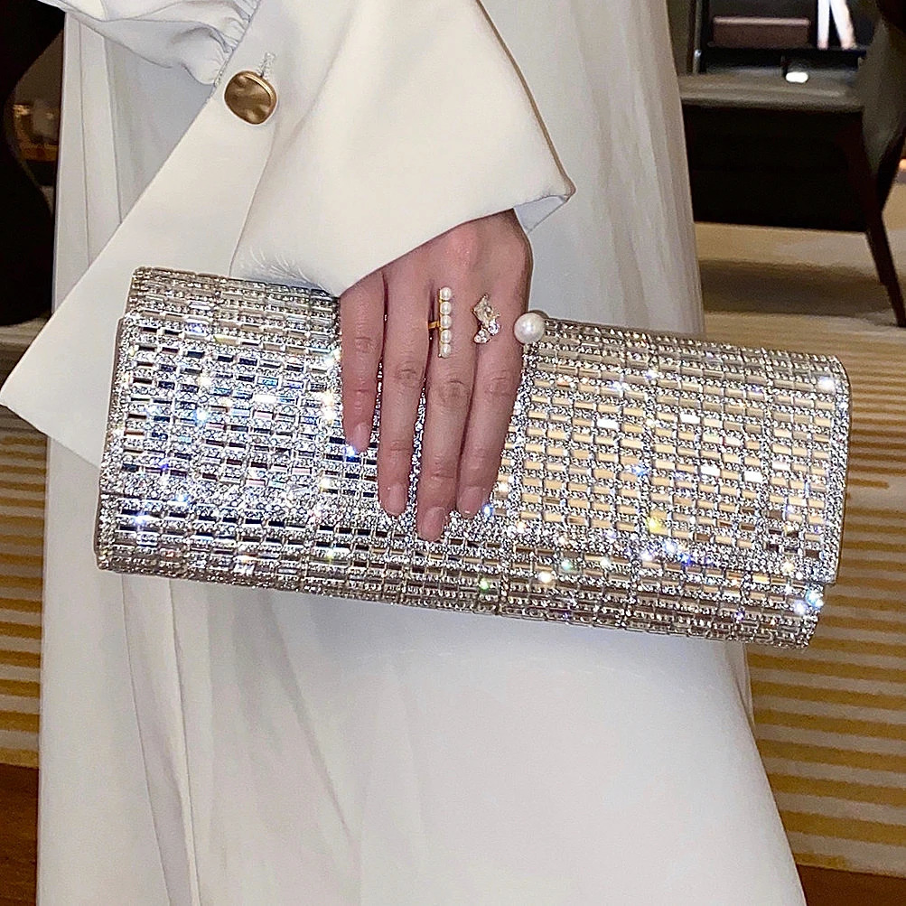 Pochette con diamanti e borsetta con strass Borsa da sera per feste da donna e pochette da matrimonio Borsa a tracolla femminile Bolso 260921