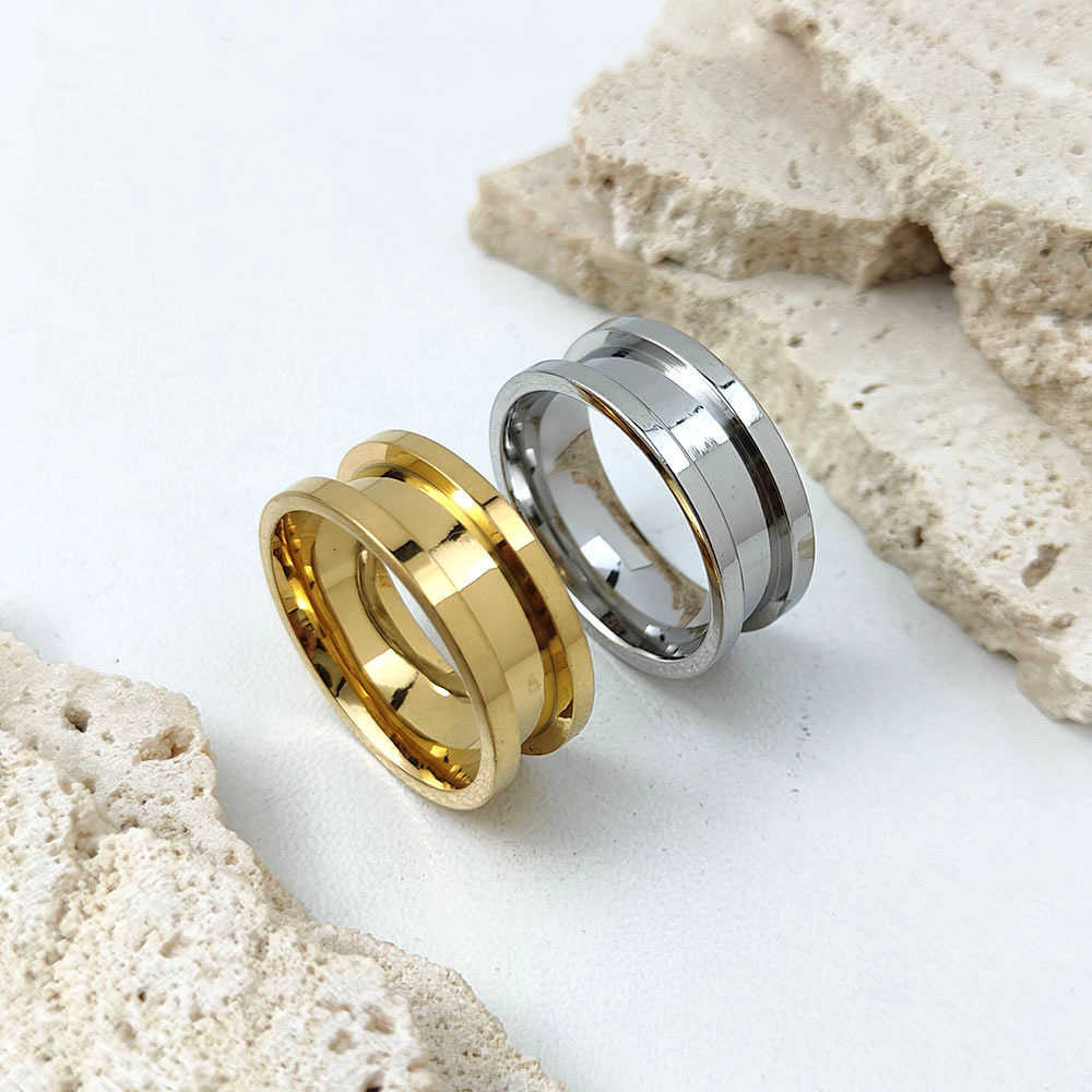 Stylish Band Rings and charming stainless steel gold-plated men's rings simple fluted women's rings wedding party jewelryT260922