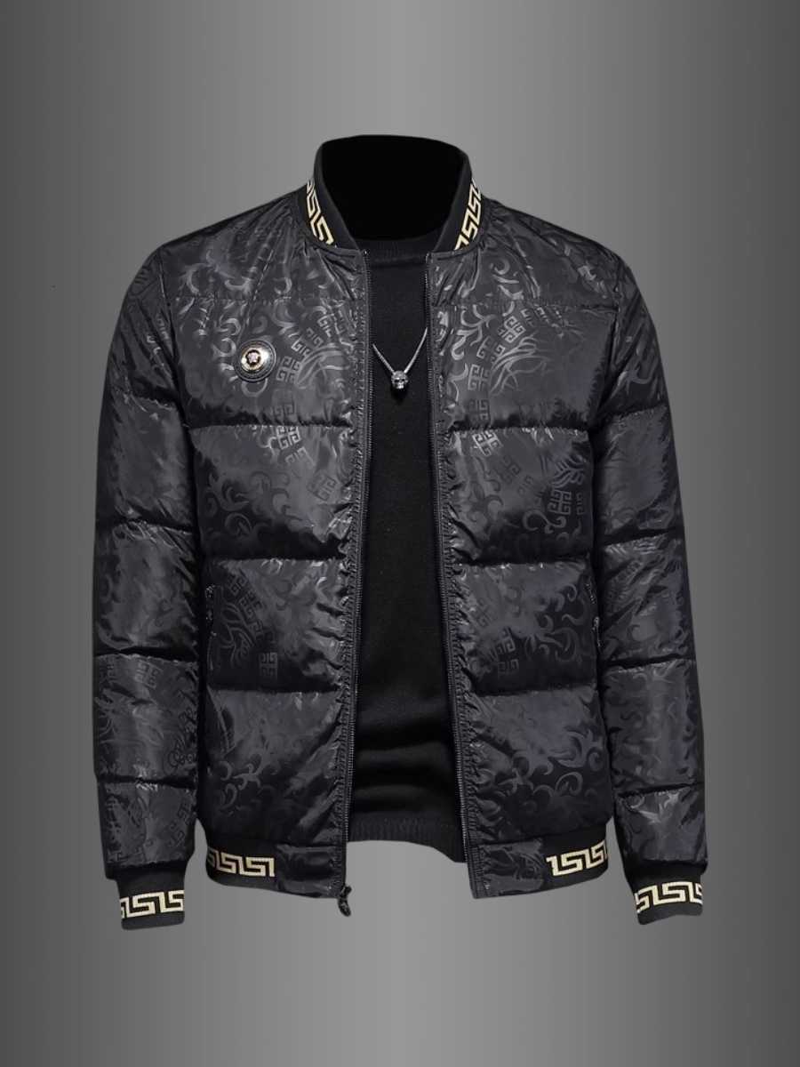 Down Parkas Men's jacket Down men's winter trendy brand fashion dark flower baseball collar 100% white duck down jacket cold and warm jack